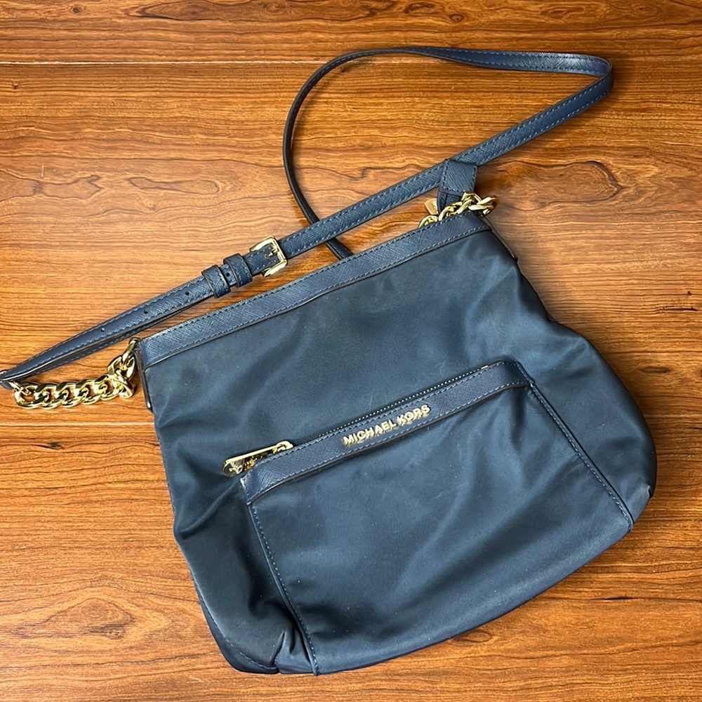 Michael Kors Navy Blue Nylon Crossbody Bag